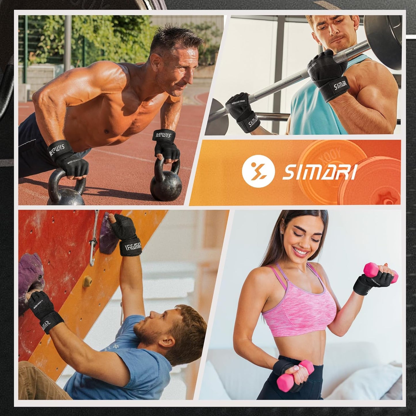 Padded Workout Gloves for Men and Women, Ventilated Weight Lifting Gloves with Wrist Wraps Support, Full Palm Protection, Great Grip for Gym Training, Fitness, Weightlifting, Exercise