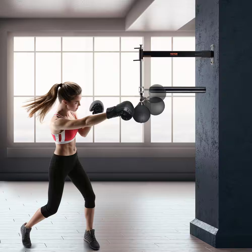 Wall Mount Boxing Spinning Bar with Punching Ball Adjustable Boxing Speed Trainer with Gloves Reflex Boxing Bar