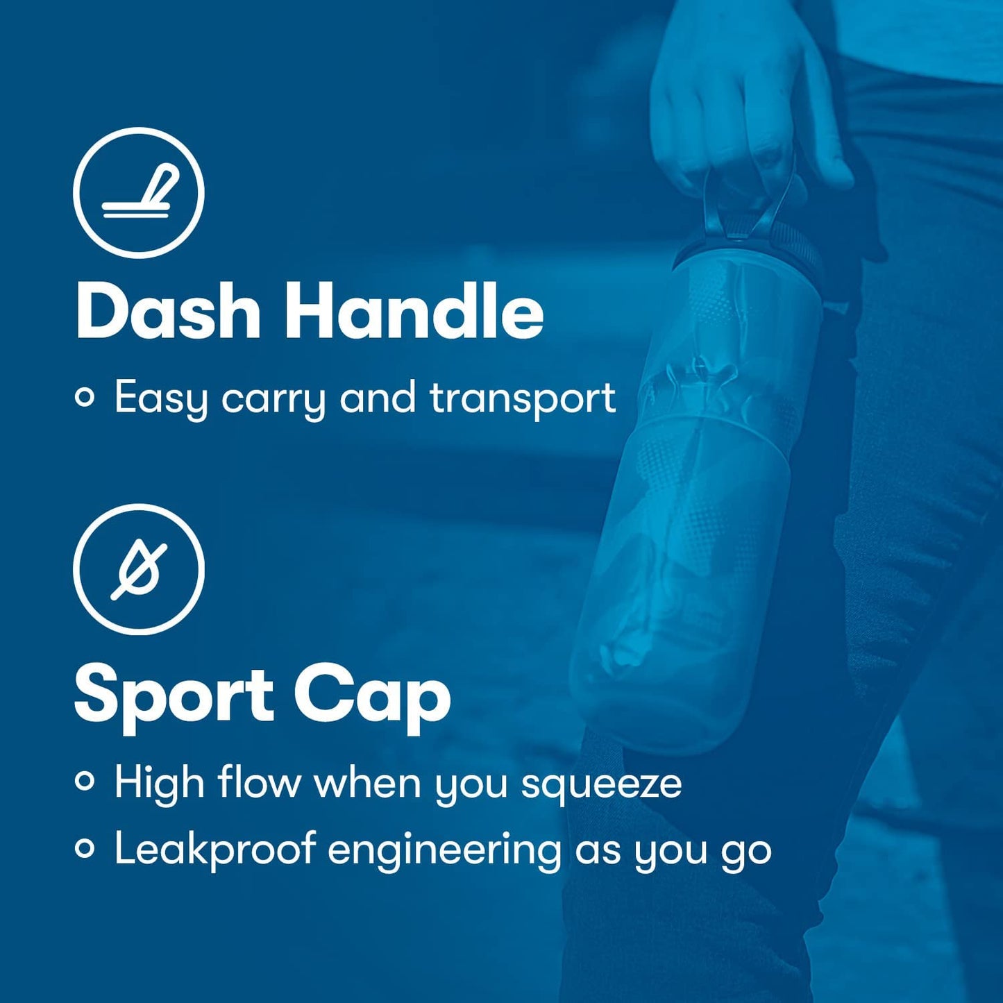 Sport Insulated Water Bottle - Bpa-Free, Sport & Bike Squeeze Bottle with Handle (Contender - Olive & Silver, 20 Oz)