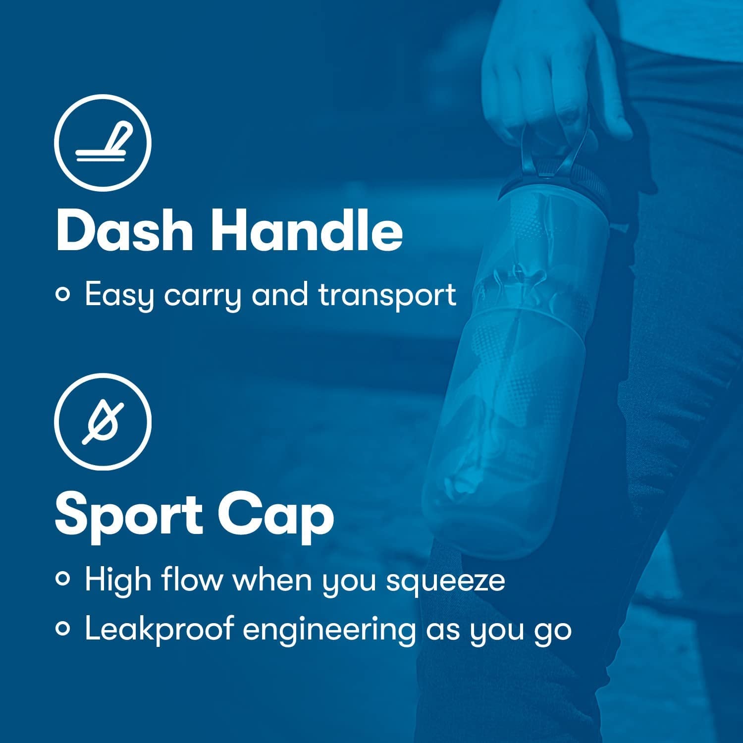 Sport Insulated Water Bottle - Bpa-Free, Sport & Bike Squeeze Bottle with Handle (Contender - Olive & Silver, 20 Oz)