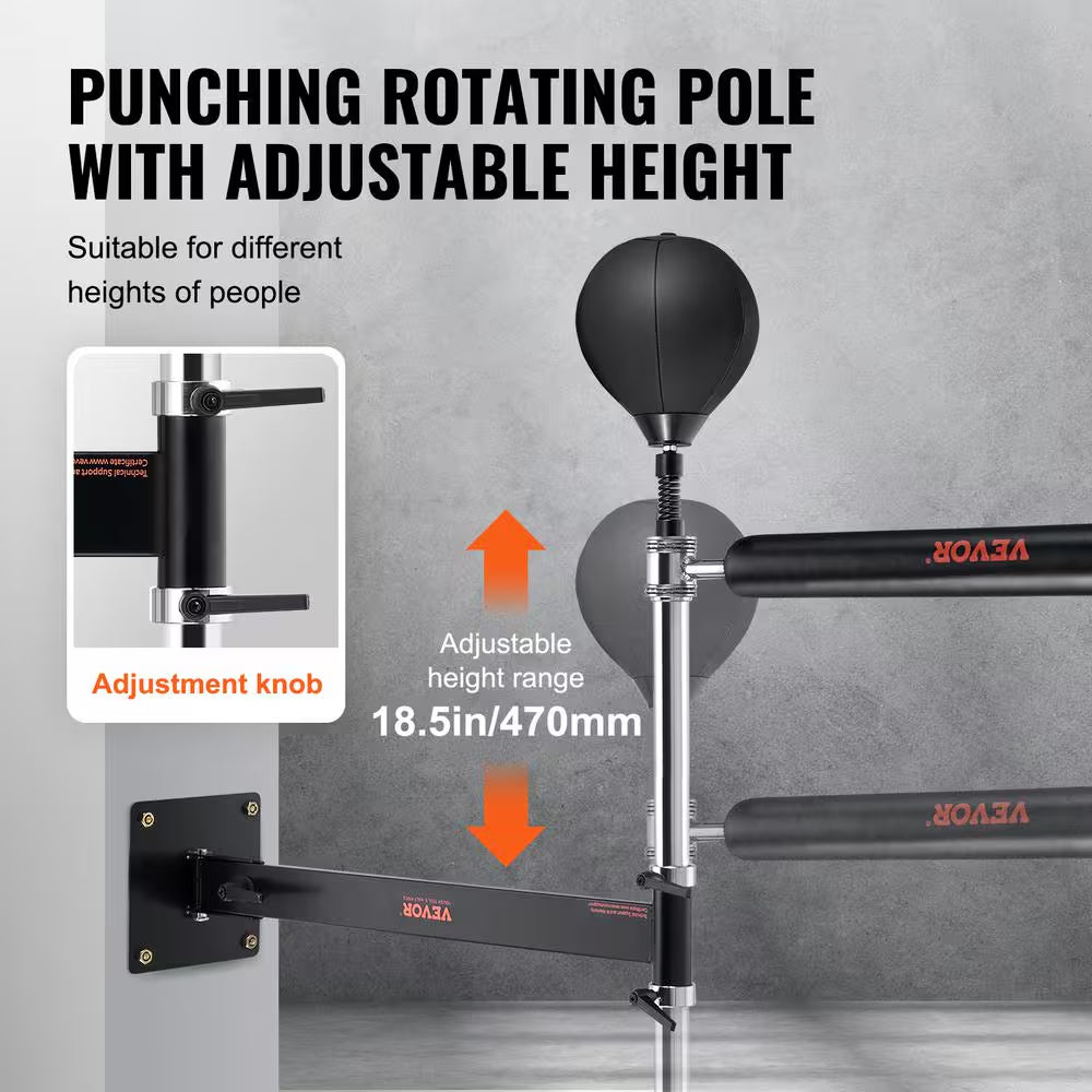 Wall Mount Boxing Spinning Bar with Punching Ball Adjustable Boxing Speed Trainer with Gloves Reflex Boxing Bar