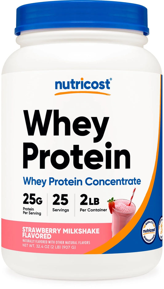Whey Protein Concentrate Powder (Strawberry Milkshake) 2LBS - Non-Gmo
