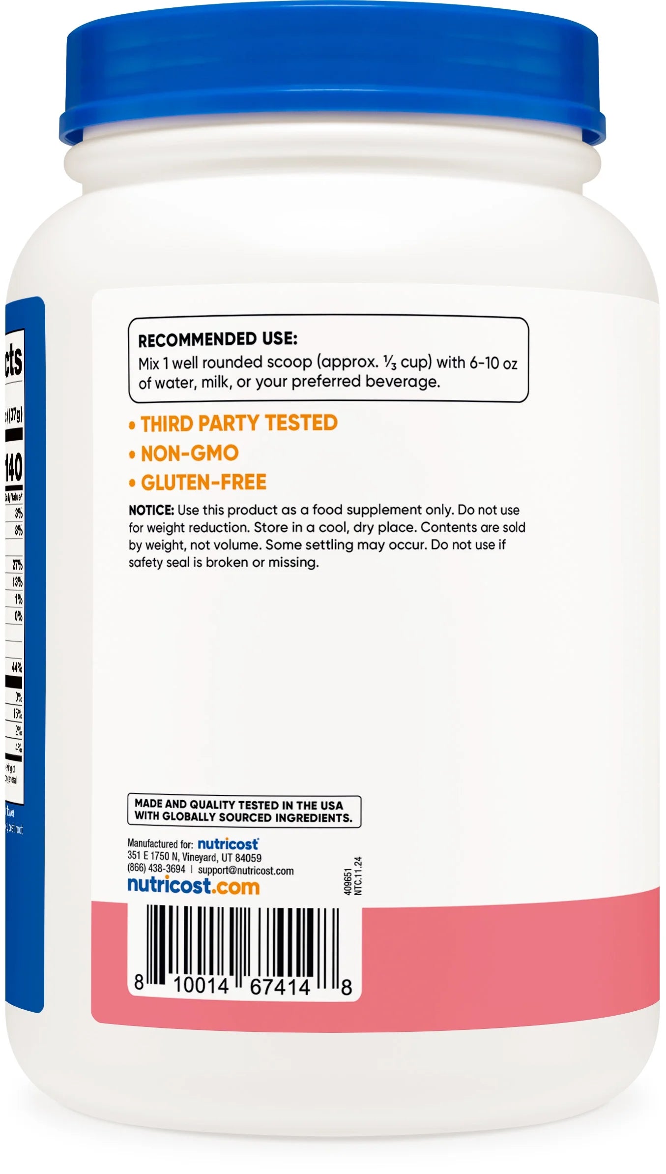 Whey Protein Concentrate Powder (Strawberry Milkshake) 2LBS - Non-Gmo