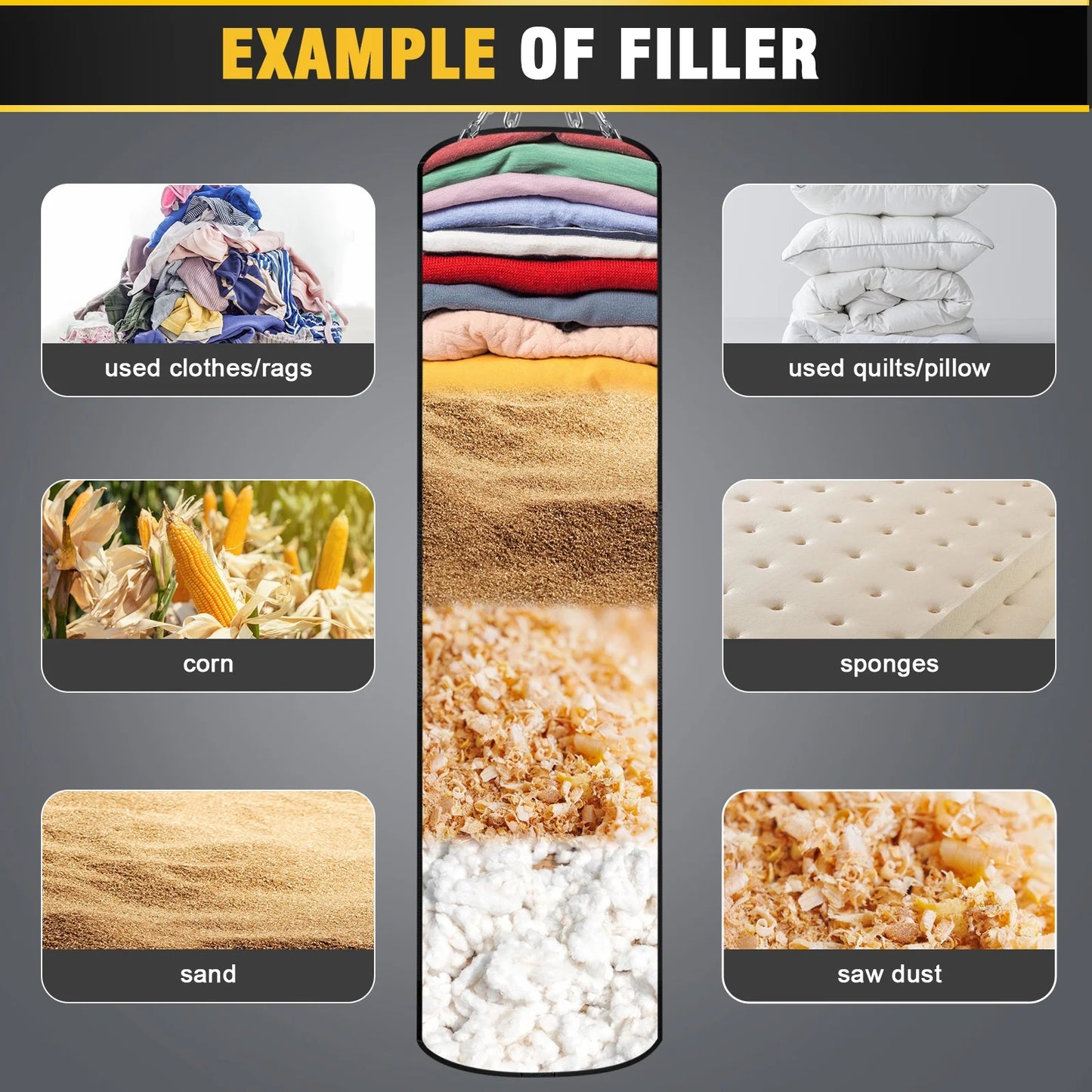 Hanging Punching Bag for Adults, 4FT PU Heavy Boxing Bags with Chain Ceiling Hook, Boxing Training Equipment for Training Muay Thai Karate Kickboxing Taekwondo Home Gym,Unfilled