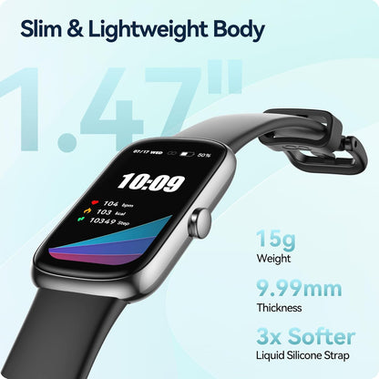 Health Fitness Tracker, 24/7 Heart Rate/Spo2/Sleep Monitor, Activity Trackers & Smart Watches with Step Calorie Counter Pedometer, Waterproof Fitness Watches for Women Men (Black)