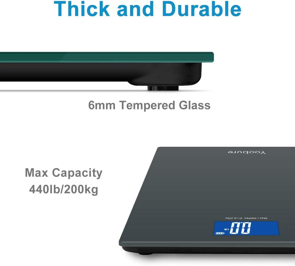 Precision Digital Body Weight Scale Bathroom Scale with Step-On Technology and Tempered Right Angle Glass Balance Platform
