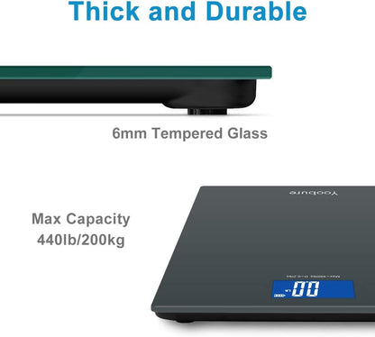 Precision Digital Body Weight Scale Bathroom Scale with Step-On Technology and Tempered Right Angle Glass Balance Platform