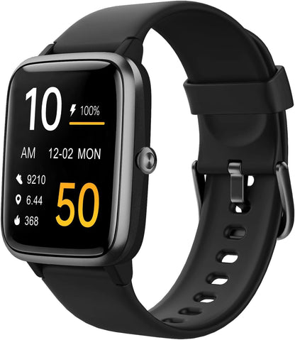 Fitness Tracker Fitness Watches for Women Men (Make/Answer Calls), 1.85" Smart Watch for Iphone/Android Phones, Heart Rate/Sleep Monitor Steps Tracker Watch Pedometer IP68 Waterproof (Dark Black)