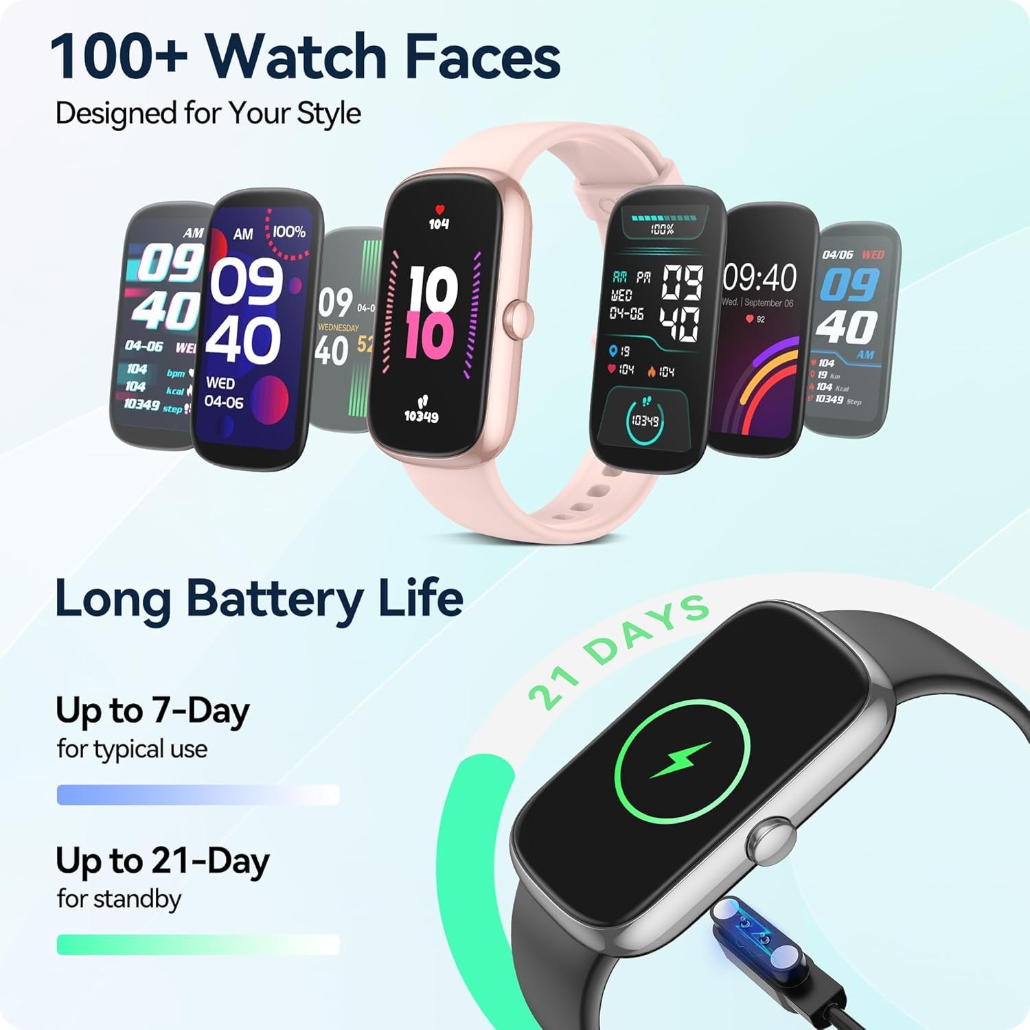 Health Fitness Tracker, 24/7 Heart Rate/Spo2/Sleep Monitor, Activity Trackers & Smart Watches with Step Calorie Counter Pedometer, Waterproof Fitness Watches for Women Men (Black)