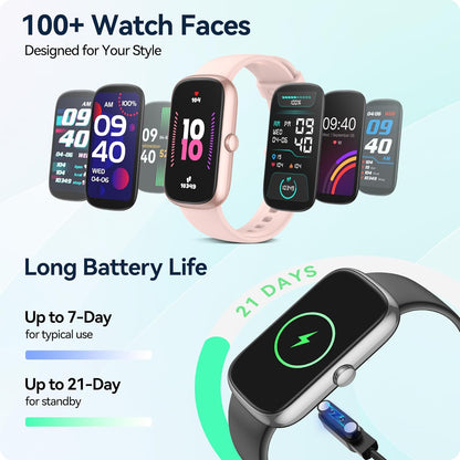 Health Fitness Tracker, 24/7 Heart Rate/Spo2/Sleep Monitor, Activity Trackers & Smart Watches with Step Calorie Counter Pedometer, Waterproof Fitness Watches for Women Men (Black)