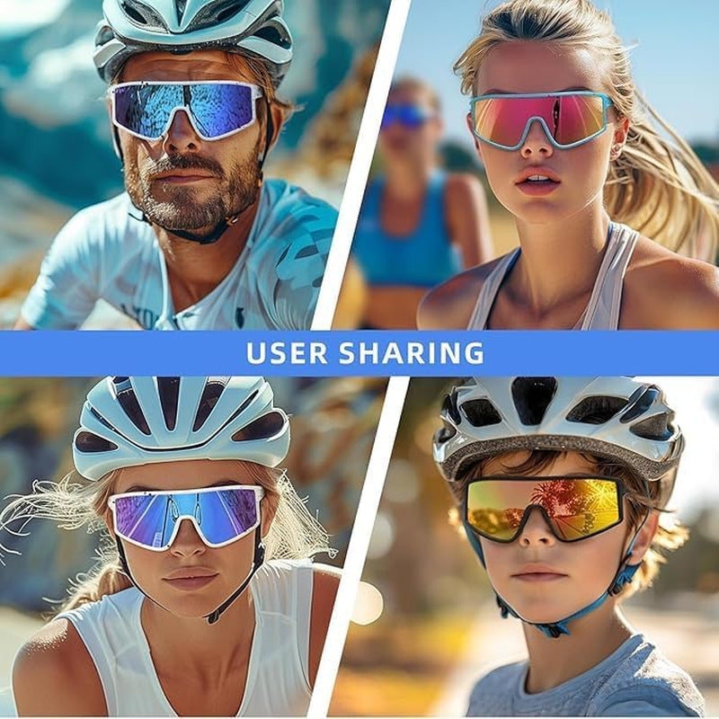Polarized Cycling Glasses for Men Women, UV400 Bike Sunglasses - Sport Eyewear for Bicycle Baseball Running MTB