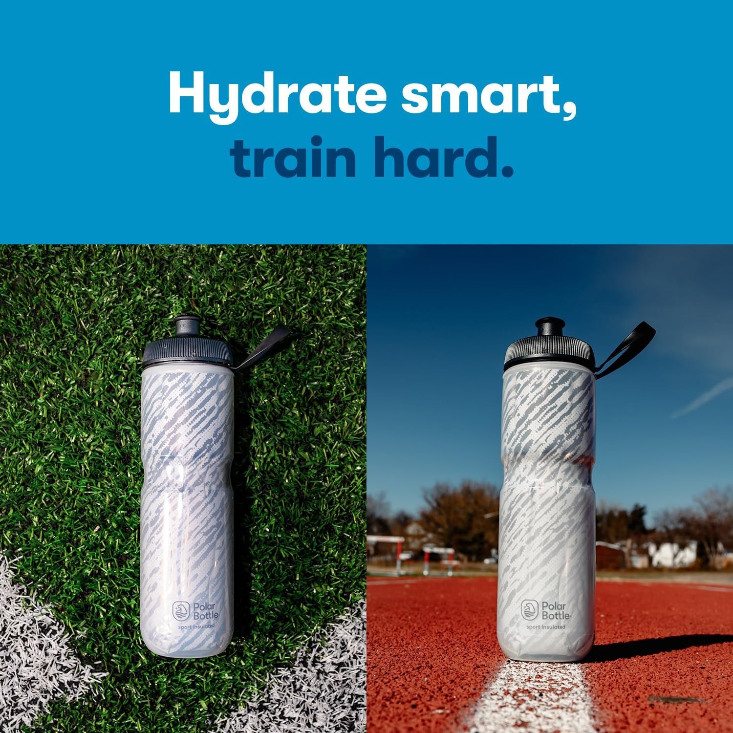 Sport Insulated Water Bottle - Bpa-Free, Sport & Bike Squeeze Bottle with Handle (Contender - Olive & Silver, 20 Oz)