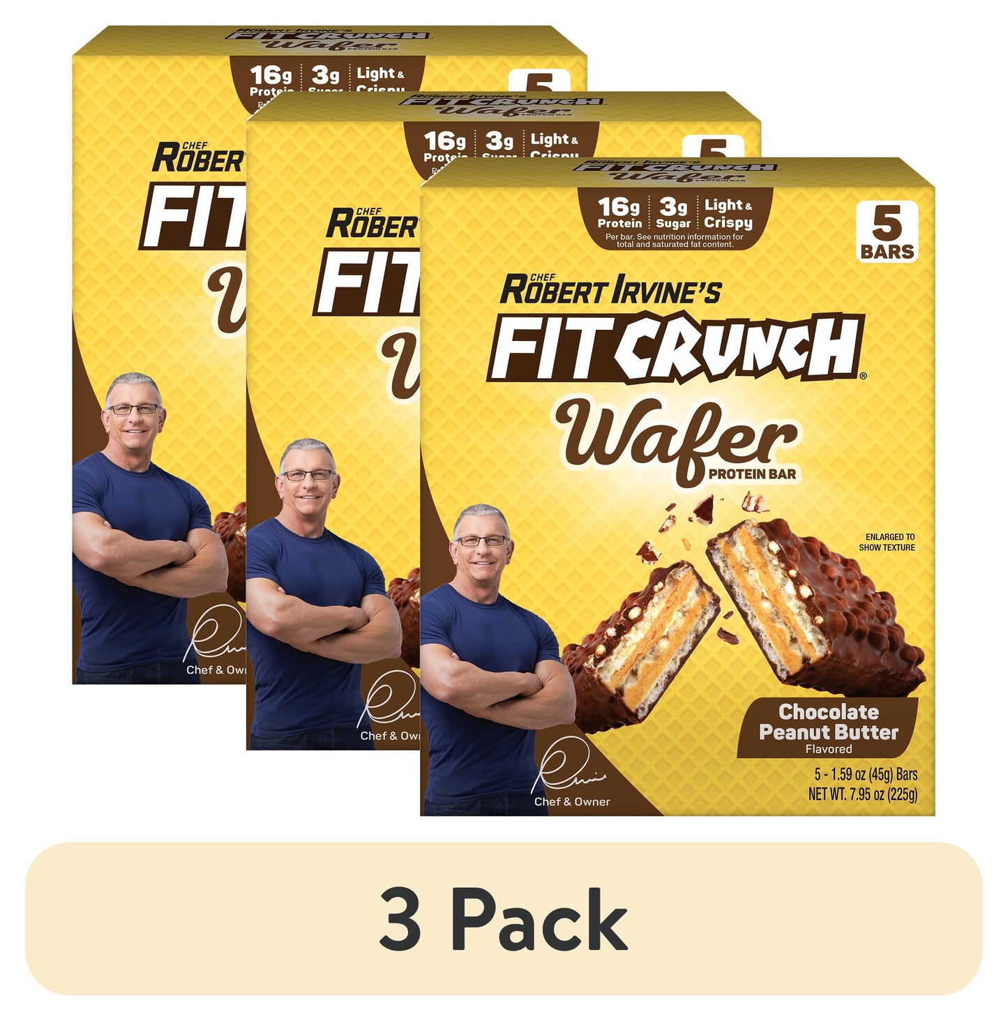 (3 Pack)  Peanut Butter WAFER Protein Bar, 16G, 5Ct