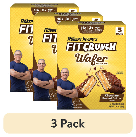 (3 Pack)  Peanut Butter WAFER Protein Bar, 16G, 5Ct