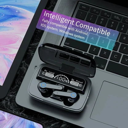 New M19 TWS Bluetooth Headphones 9D High Fidelity Wireless Headphones Touch IPX7 Waterproof Digital Display Headphones