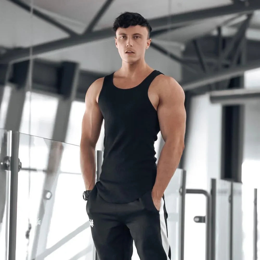 Men'S Breathable Gym Tank Top, Running Fitness Vest, Black Undershirt, Sleeveless Shirt, Gym Top, Male, M-3XL