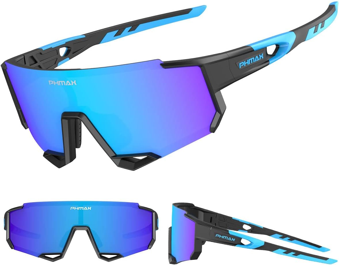 Polarized Cycling Glasses with 5 Interchangeable Lenses,Mtb Biking Running Baseball Sports Sunglasses for Men Women