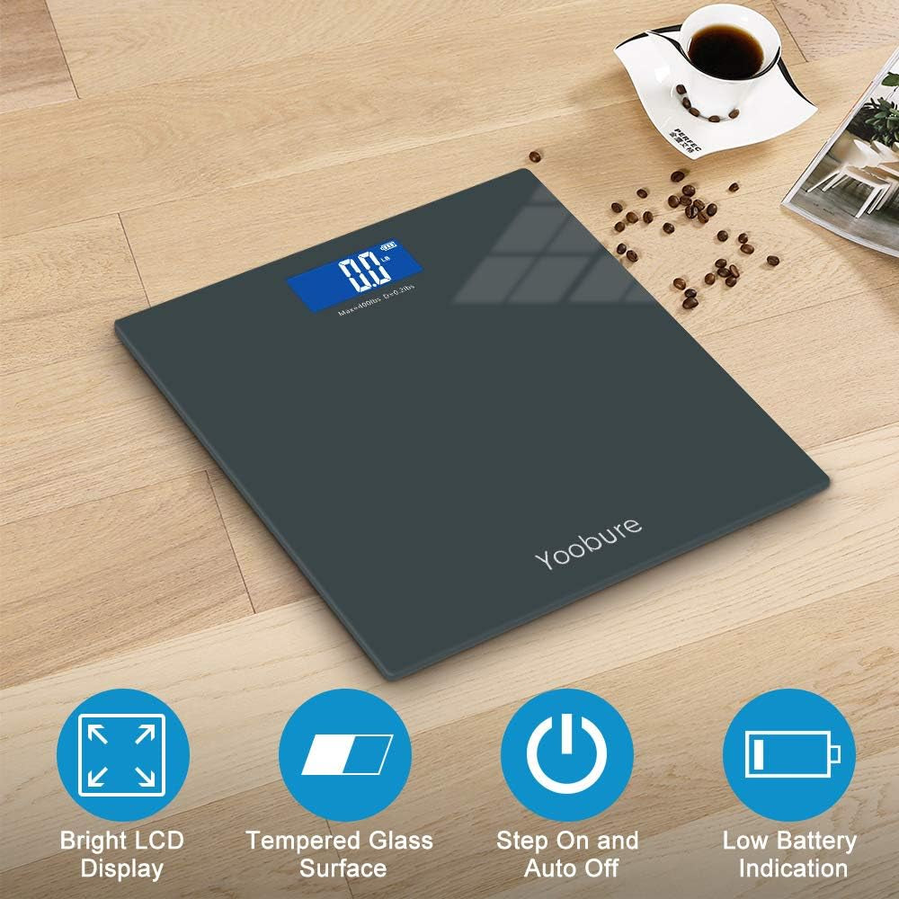 Precision Digital Body Weight Scale Bathroom Scale with Step-On Technology and Tempered Right Angle Glass Balance Platform