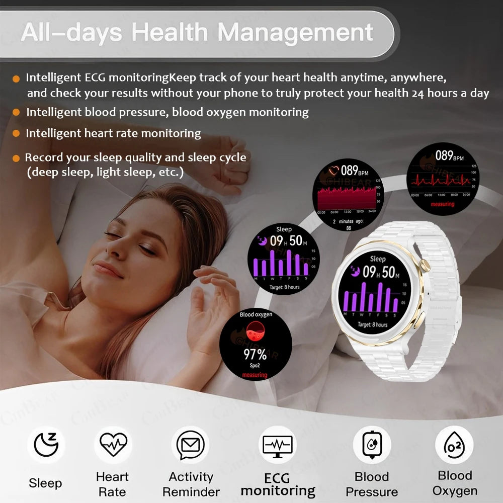 2024 New Fashion Women Smart Watch Heart Rate GPS Sport Fitness Watch Waterproof Voice Calling Smart Watch for Huawei Watch GT3