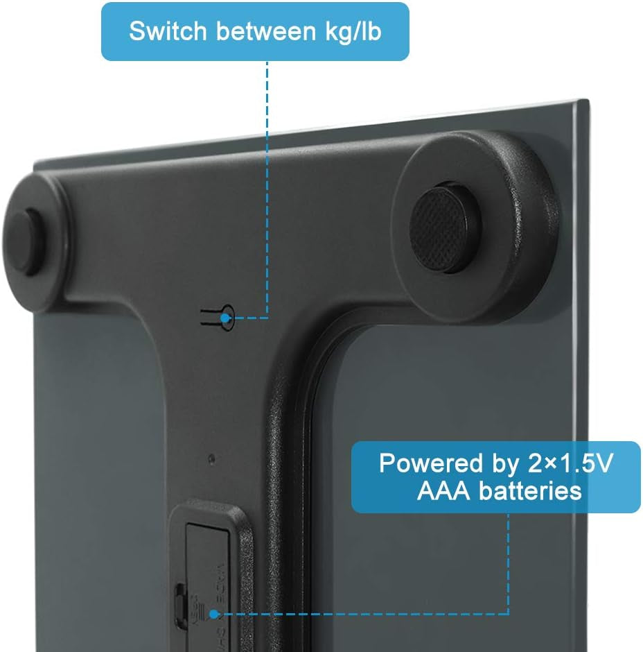 Precision Digital Body Weight Scale Bathroom Scale with Step-On Technology and Tempered Right Angle Glass Balance Platform