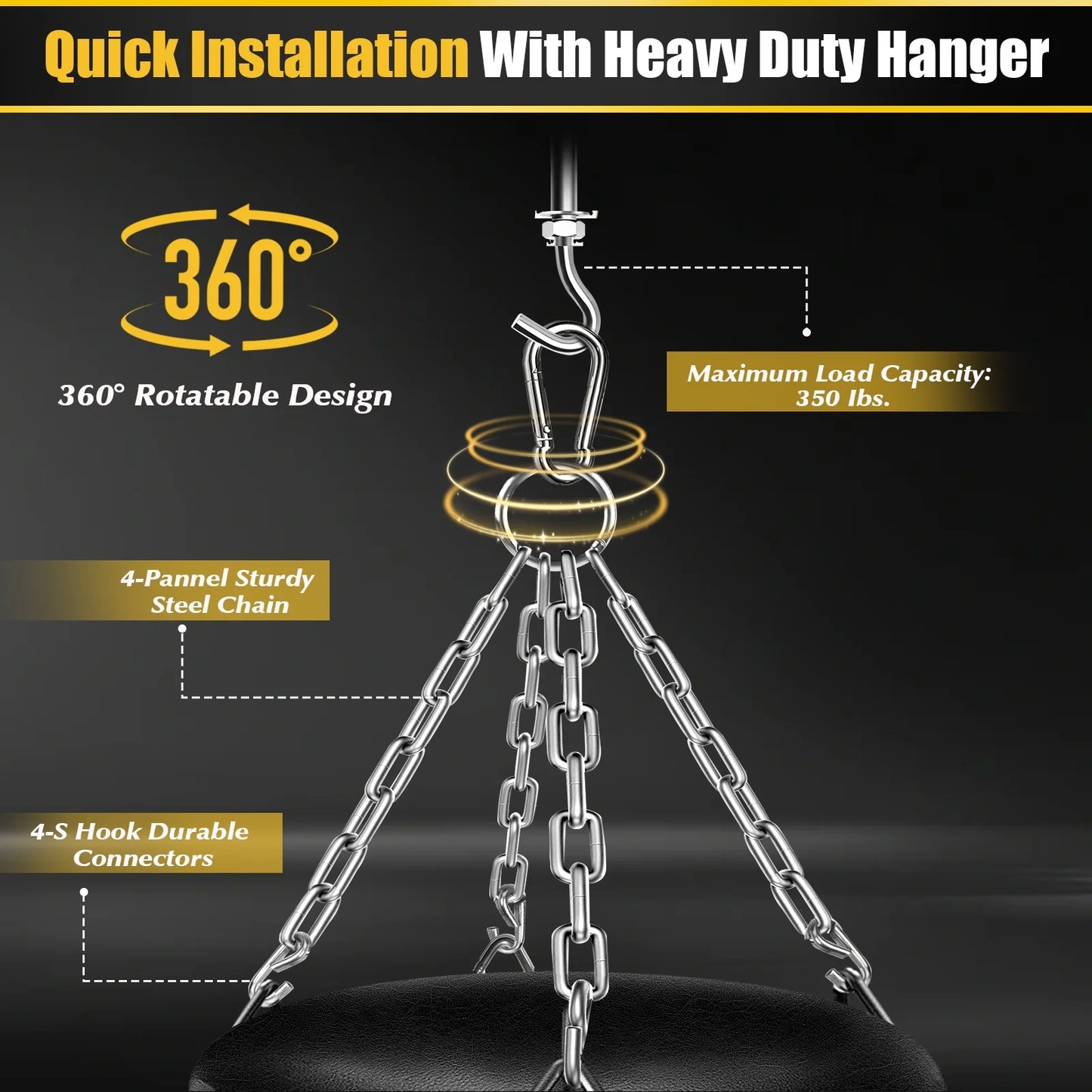 Hanging Punching Bag for Adults, 4FT PU Heavy Boxing Bags with Chain Ceiling Hook, Boxing Training Equipment for Training Muay Thai Karate Kickboxing Taekwondo Home Gym,Unfilled