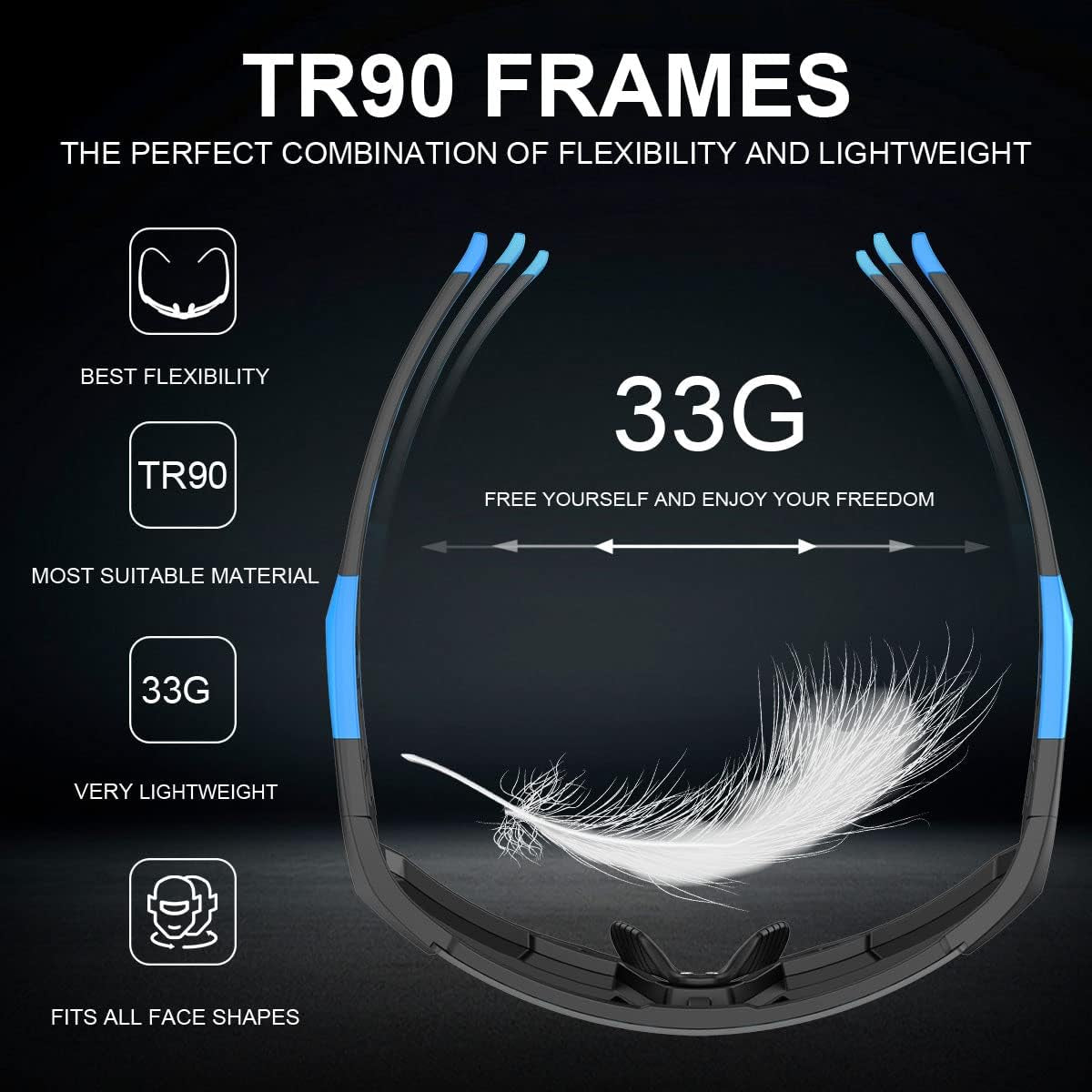 Polarized Cycling Glasses with 5 Interchangeable Lenses,Mtb Biking Running Baseball Sports Sunglasses for Men Women