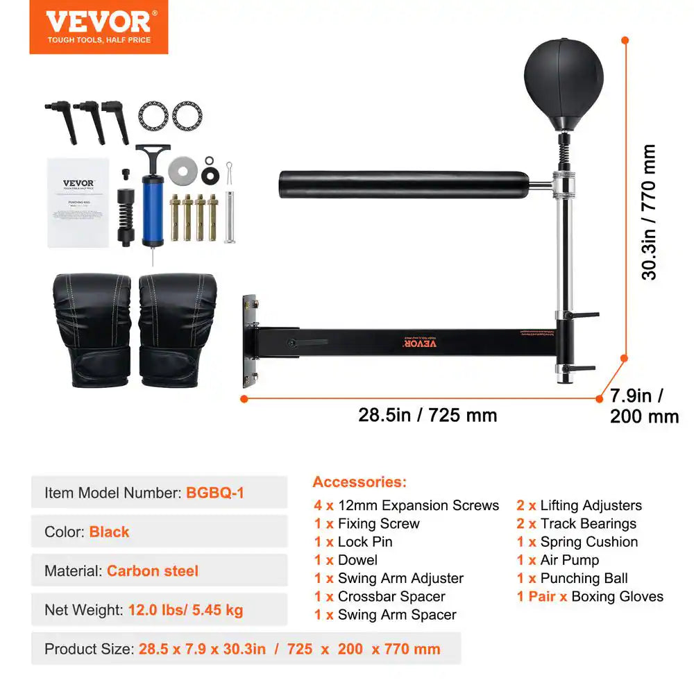 Wall Mount Boxing Spinning Bar with Punching Ball Adjustable Boxing Speed Trainer with Gloves Reflex Boxing Bar