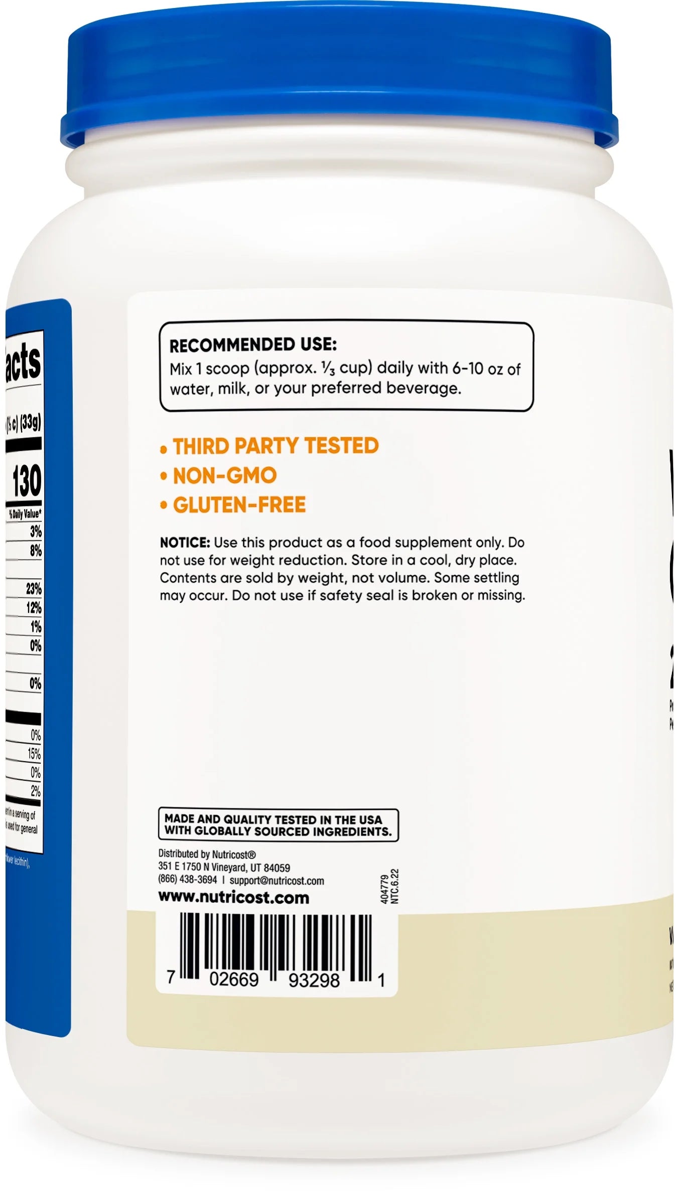 Whey Protein Concentrate (Vanilla) 2LBS - Gluten Free & Non-Gmo Supplement
