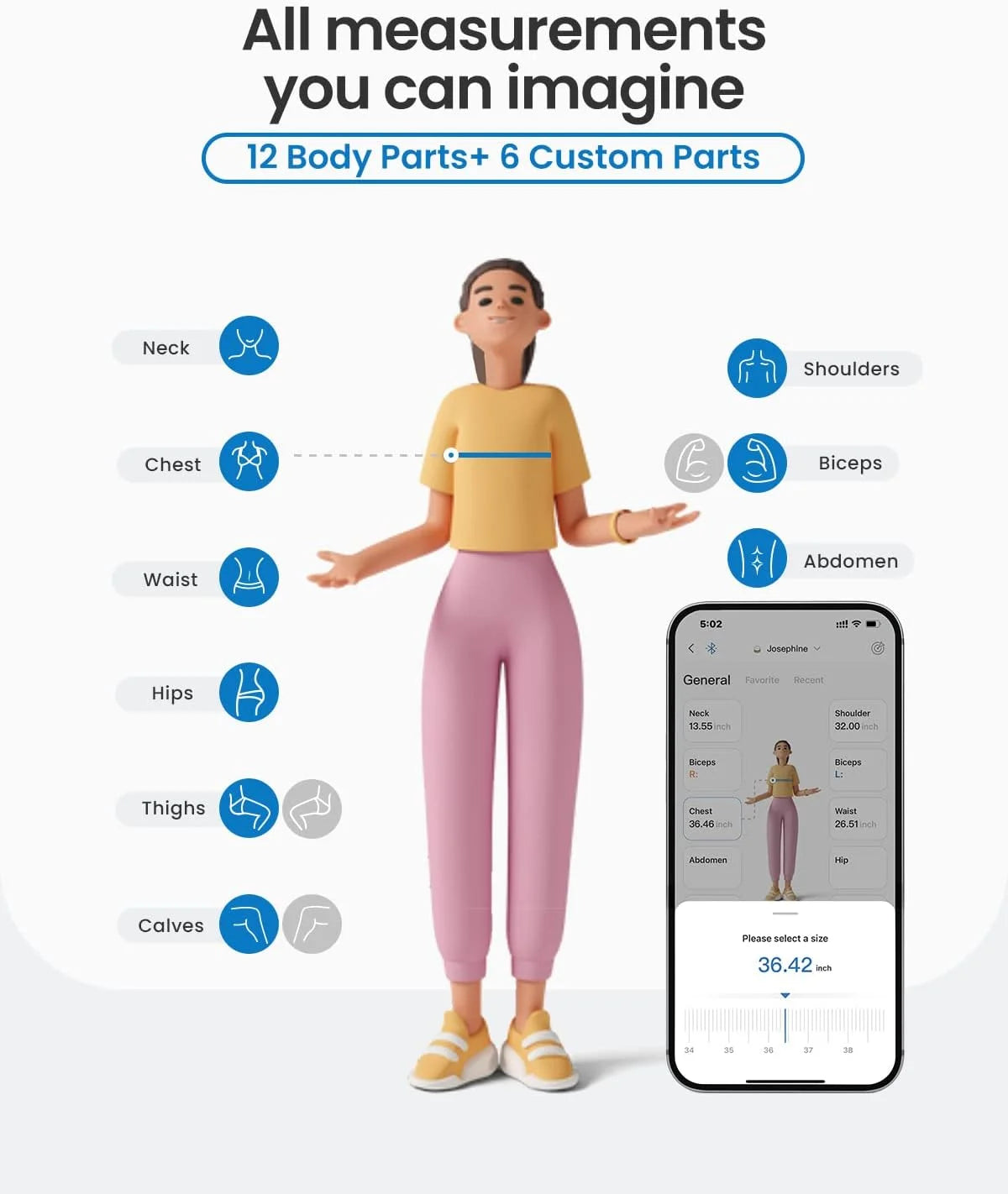 Upgraded Smart Body Measure Tape for Weight Loss, Muscle Gain, Fitness Bodybuilding