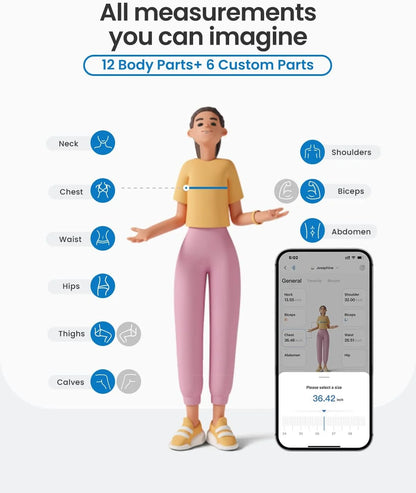 Upgraded Smart Body Measure Tape for Weight Loss, Muscle Gain, Fitness Bodybuilding