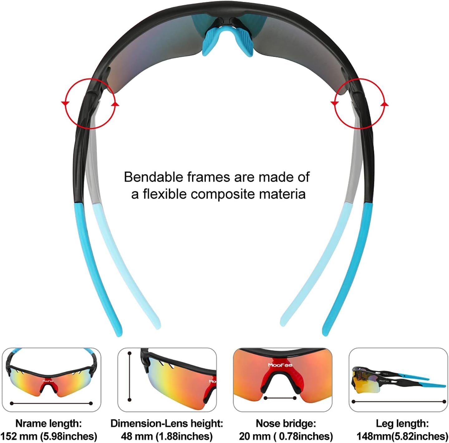 Sports Sunglasses for Men Womens Cycling Glasses with 5 Interchangeable Lenes for Running Fishing Baseball Golf